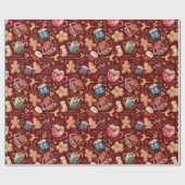 Hot Cocaca Gingerbrood Cookies Rustige kerst Cadeaupapier (Vlak)