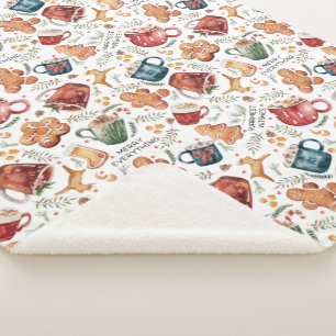 Hot Cocaca Gingerbrood Cookies Rustige kerst Sherpa Deken