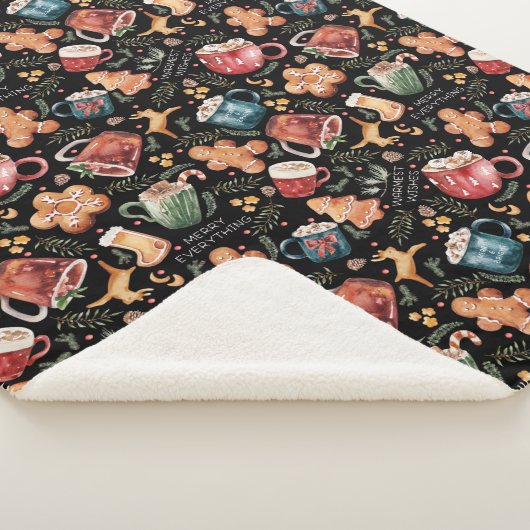 Hot Cocaca Gingerbrood Cookies Rustige kerst Sherpa Deken (3/4)