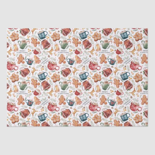 Hot Cocaca Gingerbrood Cookies Rustige kerst Tissuepapier (Voorkant)