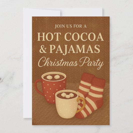Hot Cocacao & Pyjamas Christmas Party Invitation (Devant)