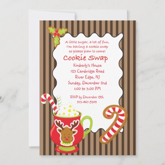 Hot Coco & Cookies Cookie Swap/Exchange-uitnodigin Kaart (Voorkant)