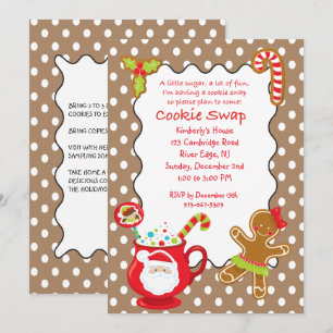 Hot Coco & Cookies Cookie Swap/Uitwisseling Uitnod Kaart