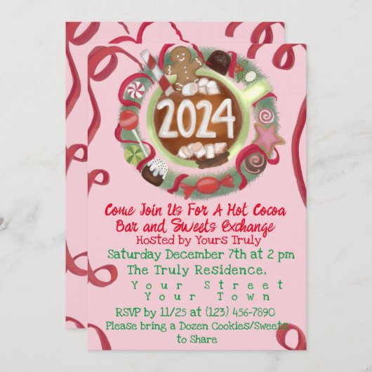 Hot Cocoa Bar et Cookie Exchange Invitation (Devant / Derrière)