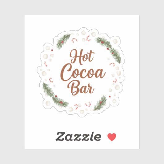 Hot Cocoa Bar Station Rustic Christmas Sticker (Vel)