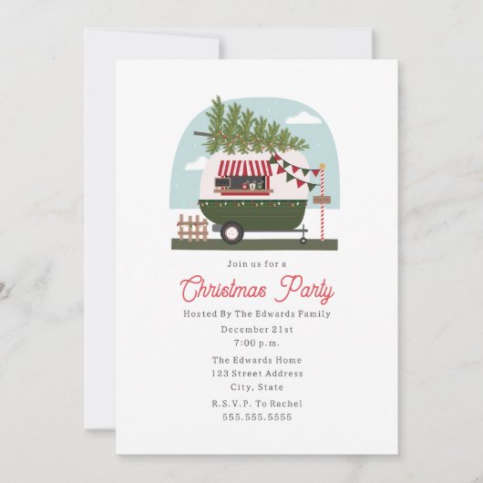 Hot Cocoa Camper Kerstfeest Kaart (Voorkant)