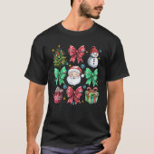 Hot Cocoa Candy Cane Christmas Santa Coquette Bow  T-shirt (Voorkant)