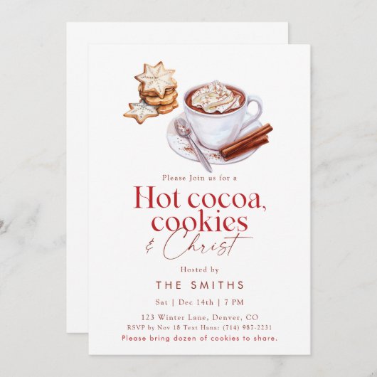 Hot Cocoa Cookies & Christ Christmas Party Kaart (Voorkant / Achterkant)
