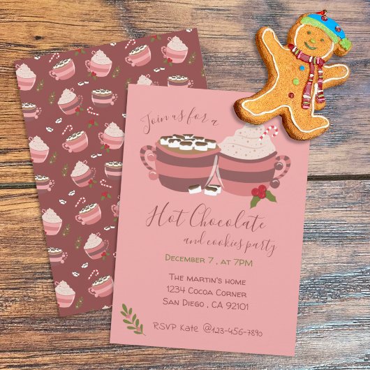 Hot Cocoa en Cookies Uitnodiging van het Kerstfees