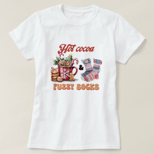 Hot Cocoa Fuzzy Sokken T-shirt (Design voorkant)