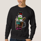 Hot Cocoa Junkie Leopard Cute Snowman Merry Christ Trui (Voorkant)