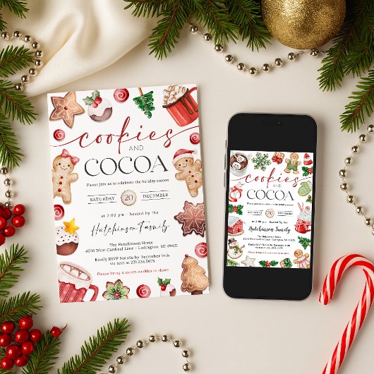 Hot Cocoa Party Invitation - Cookies and Cocoa