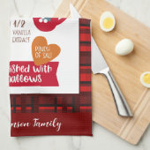 Hot Cocoa Recept Feestelijke Red Plaid Custom Theedoek (Quarter Fold)