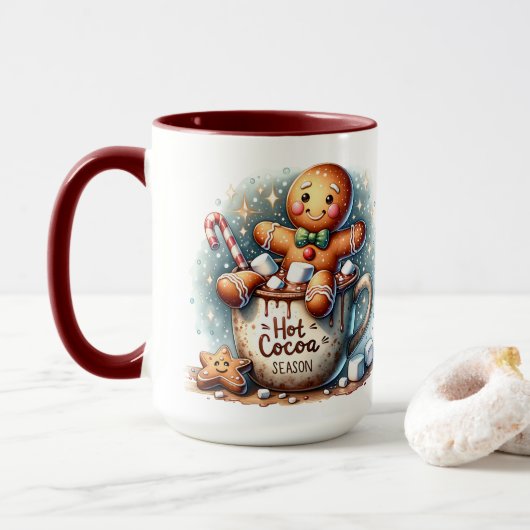 Hot Cocoa Season Gingerbread Cookie Mok (Met donut)