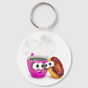 Hot Coffee en een donut-Sleutelhanger Sleutelhanger