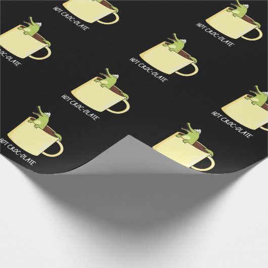 Hot Croc-colate Funny Crocodile Pun Dark BG Cadeaupapier (Hoek)