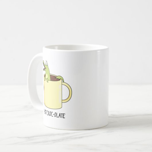 Hot Croc-colate Funny Crocodile Pun Koffiemok (Voorkant links)