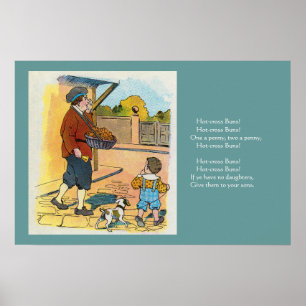 Hot-cross broodjes, Moeder Gans Kwekerij Rhyme Afb Poster