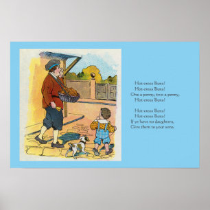 Hot-cross broodjes, Moeder Gans Kwekerij Rhyme Afb Poster