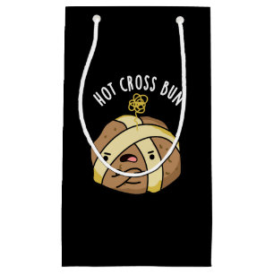 Hot Cross Bun Funny Food Pun Dark BG Klein Cadeauzakje