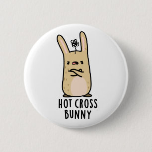 Hot Cross Bunny Funny Angry Rabbit Pun Ronde Button 5,7 Cm