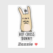 Hot Cross Bunny Funny Angry Rabbit Pun Sticker (Vel)