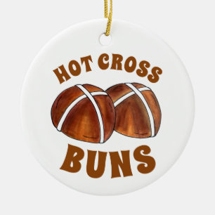 Hot Cross Buns British Food Baking Pastry Bakery Keramisch Ornament