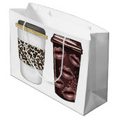 Hot Cup Koffie Design Papier Shop Drink Groot Cadeauzakje (Achterkant Gekanteld)