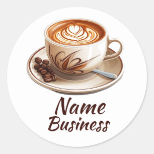 Hot Cup Koffiewinkel Cafe Business Ronde Sticker