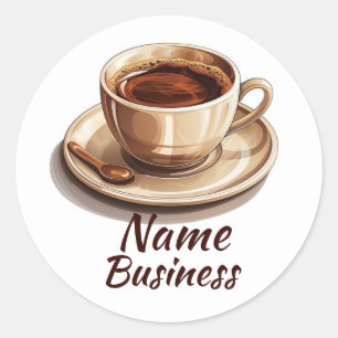 Hot Cup Koffiewinkel Cafe Business Ronde Sticker