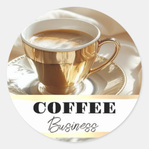 Hot Cup Koffiewinkel Cafe Business Ronde Sticker