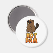 Hot Dam Funny Cool Beaver Pun Magneet (Voorkant / Achterkant)