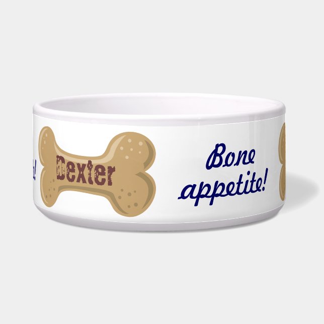 Hot Diggity_Bone Appetite_personalized Dog Bone 2 Voerbakje (Voorkant)