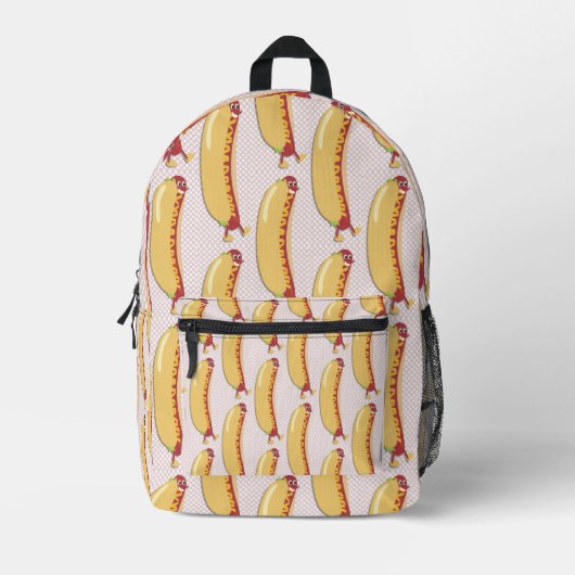 Hot Diggity Dog Fun Cheeky Retro Karakter Bedrukte Rugzak (Voorkant)