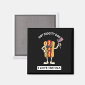 Hot Diggity Dog op 4 juli Patriottic BBQ Picnic Co Magneet (Voorkant / Achterkant)