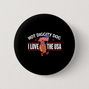 Hot Diggity Dog - VS Amerikaanse Vlag 4 juli Feest Ronde Button 5,7 Cm