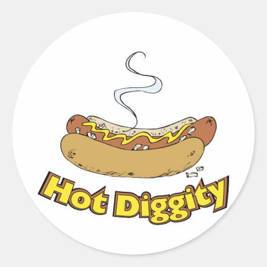 Hot-Diggity ~ Hot-dog / hot-honden Ronde Sticker (Voorkant)