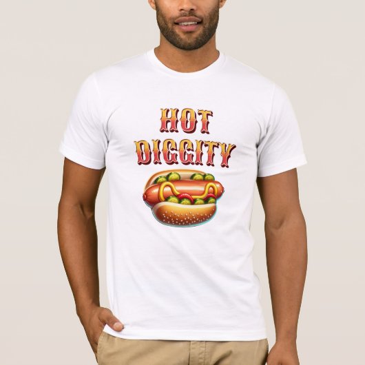 Hot Diggity | Retro hotdog T-shirt (Voorkant)