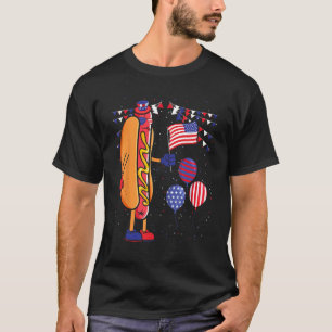 Hot dog 4 juli Zonnebril Amerikaanse Vlag Grappig T-shirt