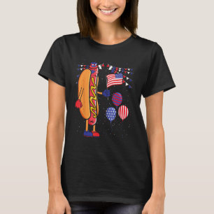 Hot dog 4 juli Zonnebril Amerikaanse Vlag Grappig T-shirt