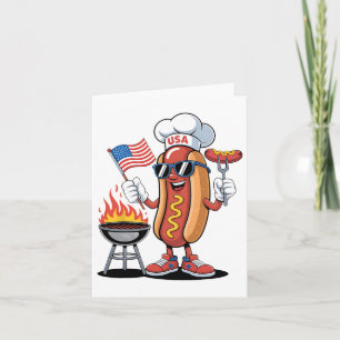 Hot Dog 4th of July Grappige Patriottische BBQ Hot Kaart