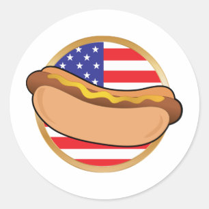 Hot Dog American Flag Ronde Sticker