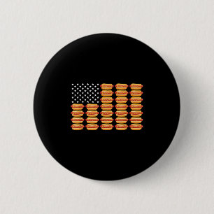 Hot Dog Amerikaanse vlag juli 4 Patriottische Zome Ronde Button 5,7 Cm