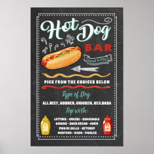Hot Dog Bar Menu Feestbord Bord Poster