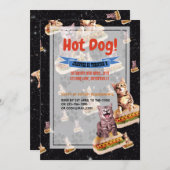 Hot Dog Cat Party Uitnodiging (Voorkant / Achterkant)