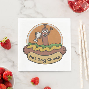 Hot Dog Champ Weiner Trofee Cute Foodie Servet
