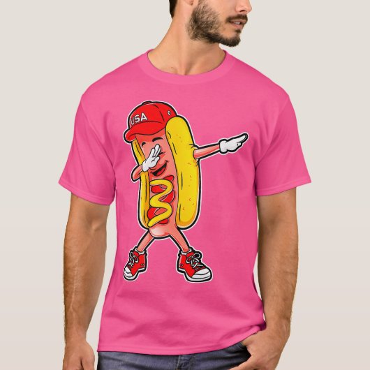 Hot dog Dabbing T-shirt Funny Meme Hotdog Merica (Devant)