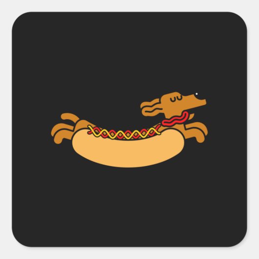 Hot dog Daschund Vierkante Sticker (Voorkant)