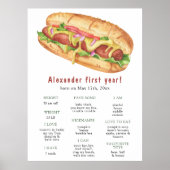 Hot Dog eerste verjaardag mijlpaal verjaardag Poster (Voorkant)