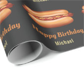 Hot Dog Fast Food Illustratie Gelukkige Verjaardag Cadeaupapier (Rol Hoek)